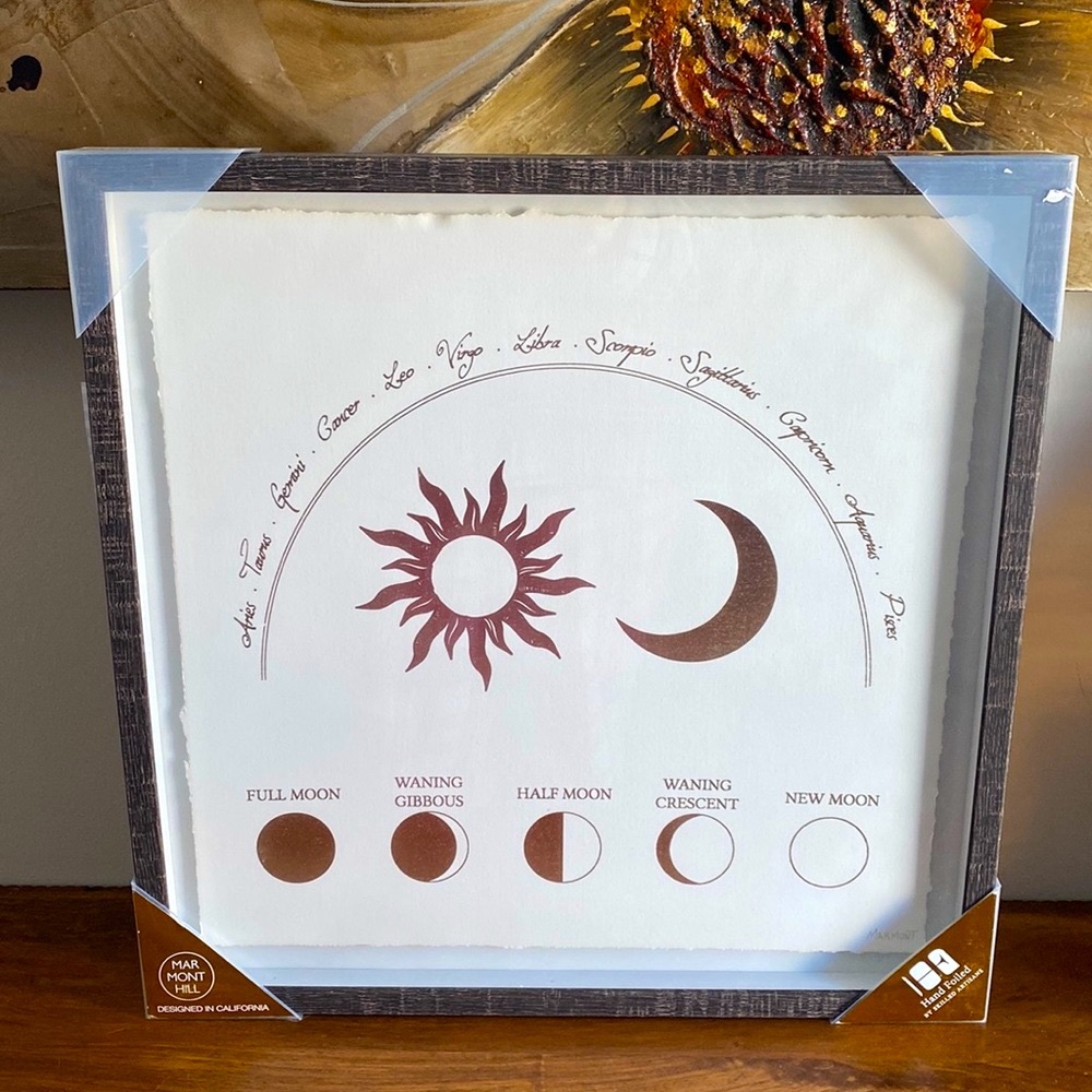 Marmont Hill Hand Foiled Astrological Sun Moon Sign Art 17x17